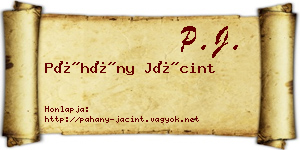 Páhány Jácint névjegykártya